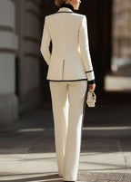 Women's Double-Breasted Blazer and High-Waisted Wide-Leg Trousers