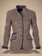 Women's Piped Trim Mandarin Collar Blazer Cardigan