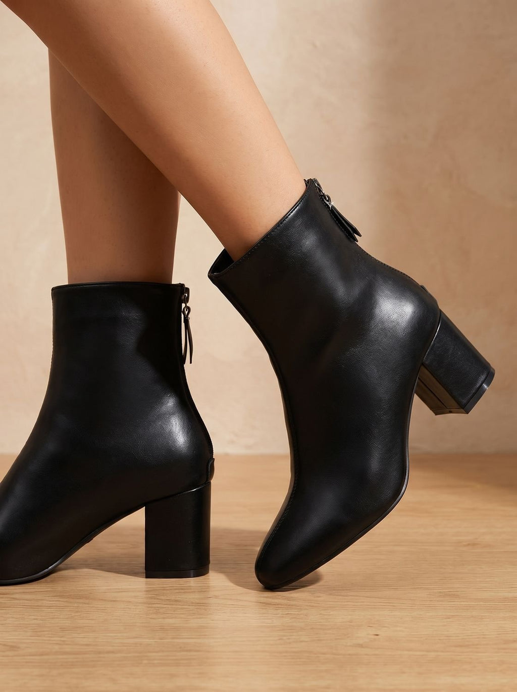 Women's Sleek Side-Zip Ankle Boots in Smooth Faux Leather