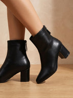Women's Sleek Side-Zip Ankle Boots in Smooth Faux Leather