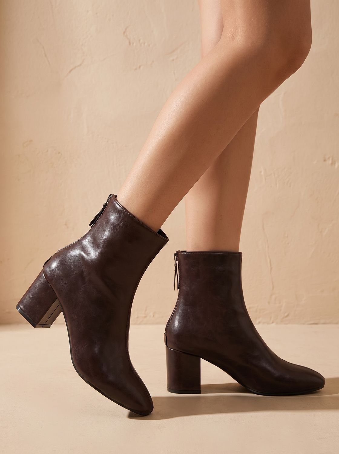 Women's Sleek Side-Zip Ankle Boots in Smooth Faux Leather
