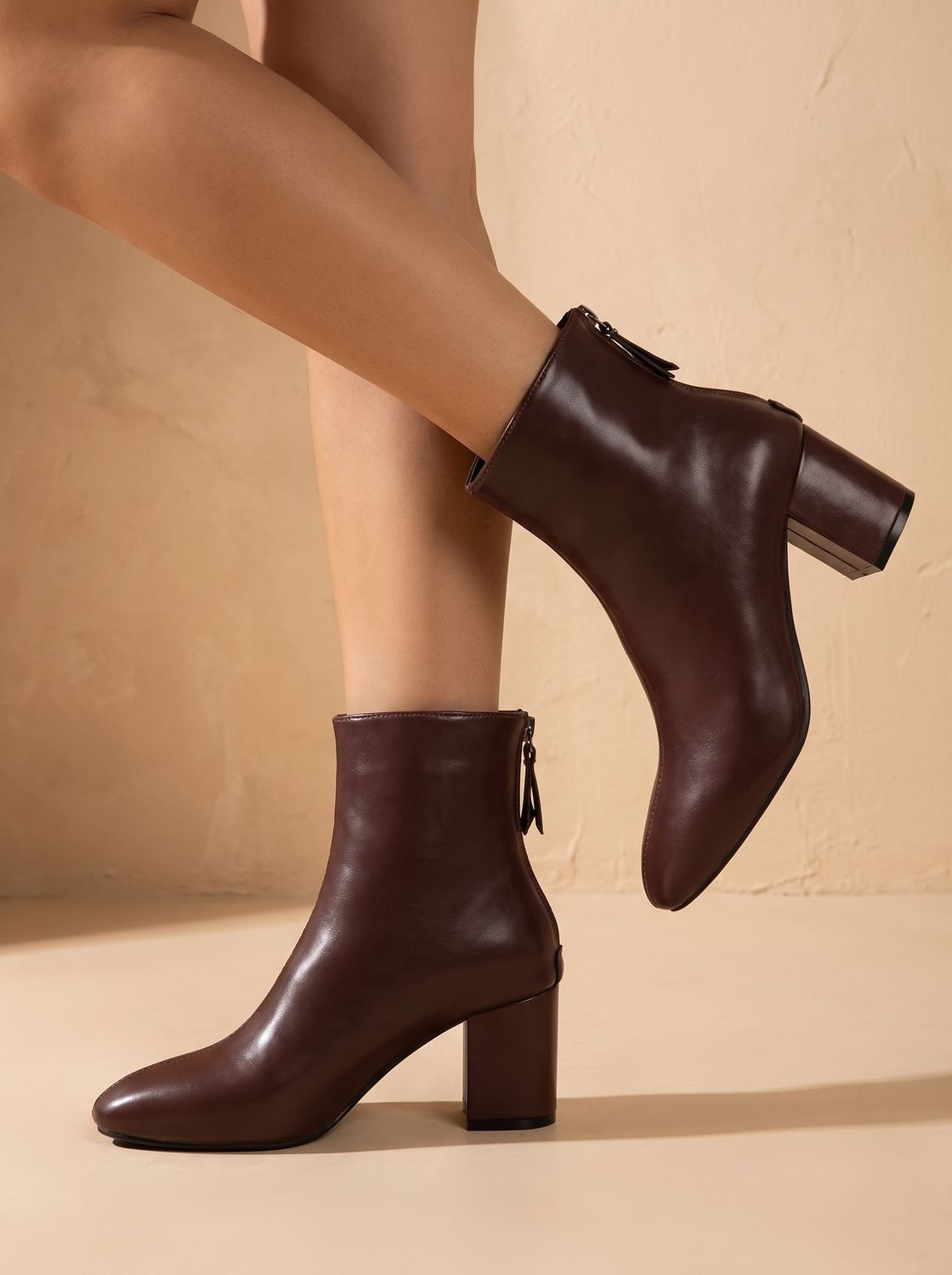 Women's Sleek Side-Zip Ankle Boots in Smooth Faux Leather