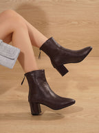 Women's Sleek Side-Zip Ankle Boots in Smooth Faux Leather