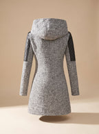 Women's Wool-Blend Hooded Coat with Asymmetric Zip Detail