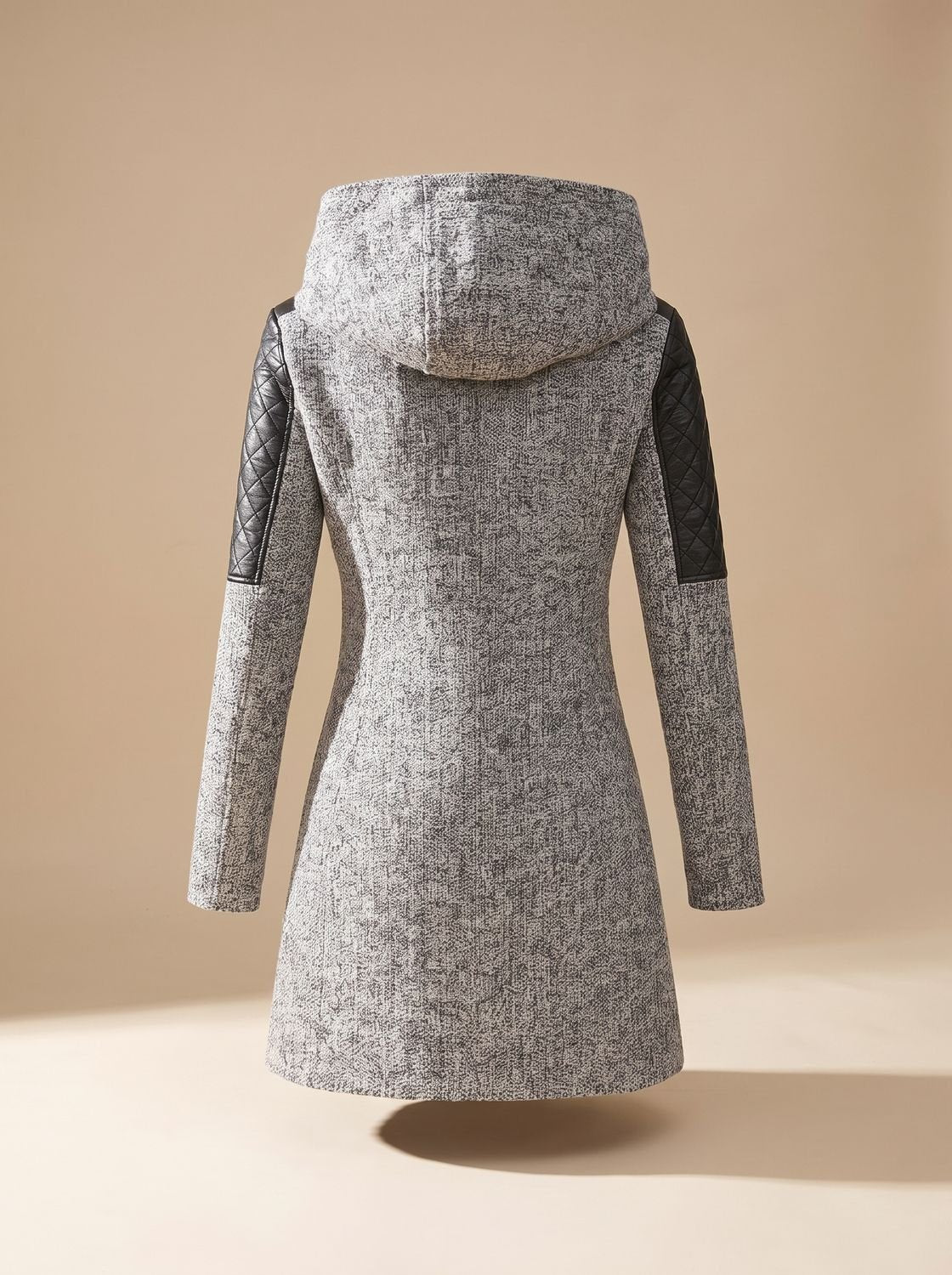 Women's Wool-Blend Hooded Coat with Asymmetric Zip Detail