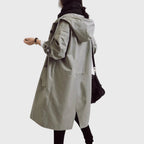 Women's Oversized Waterproof Trench Coat Hood and Stand Collar