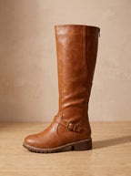 Women's Grip Sole Tall Riding Boots with Ankle Buckle