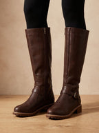Women's Grip Sole Tall Riding Boots with Ankle Buckle