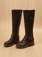 Women's Grip Sole Tall Riding Boots with Ankle Buckle