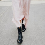 Women's Cap Toe Leather Ankle Boots with Laces