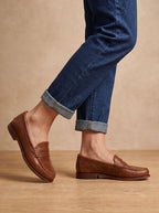 Women's Hand-Stitched Moc Toe Slip-On Loafers