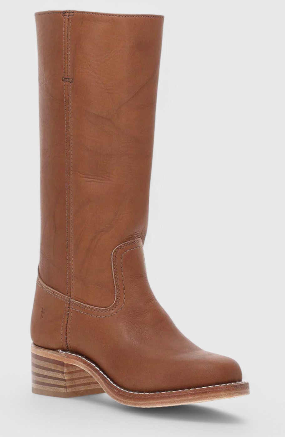 Women's Genuine Leather Knee-High Boots with Stacked Heel