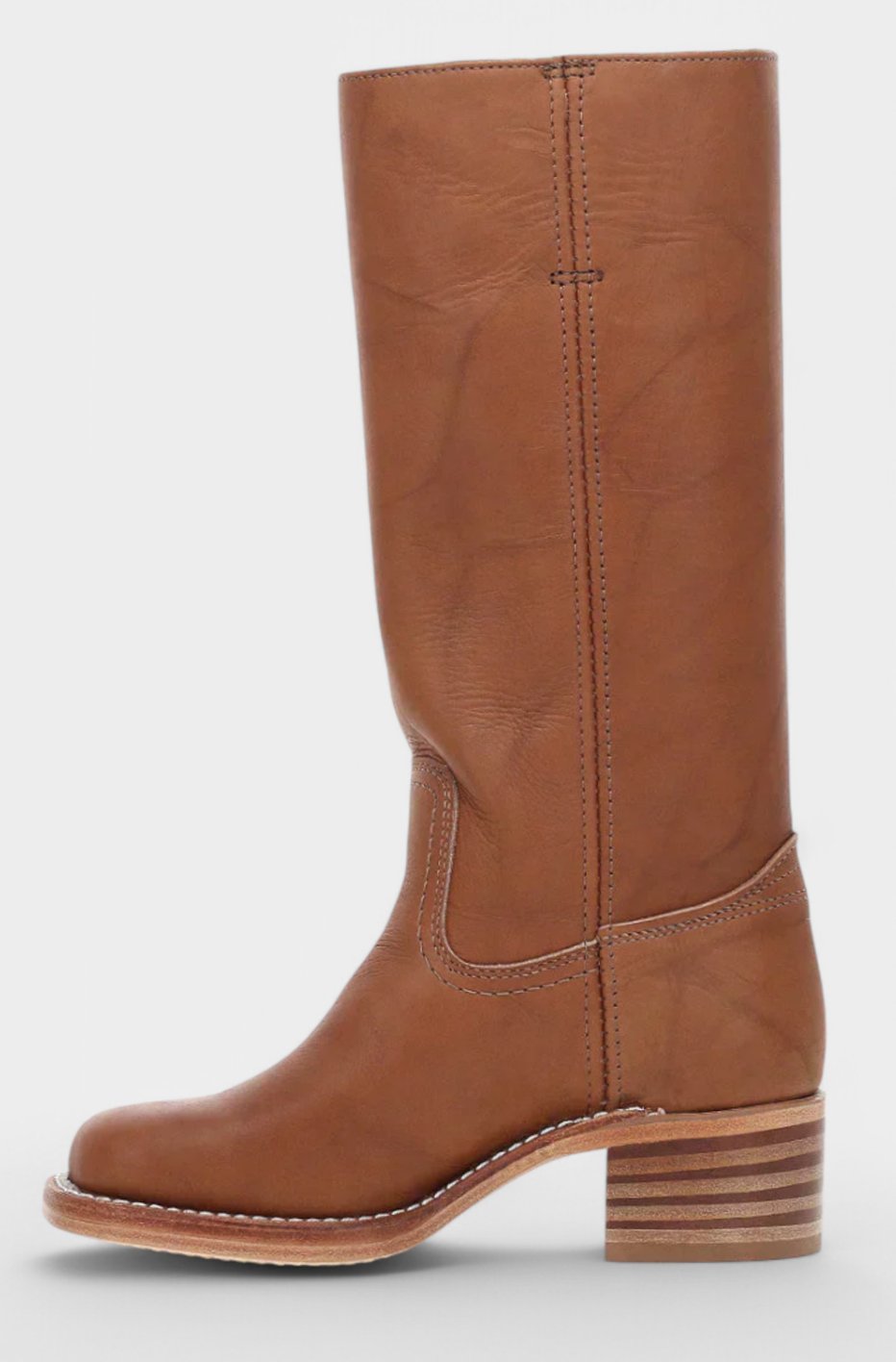 Women's Genuine Leather Knee-High Boots with Stacked Heel