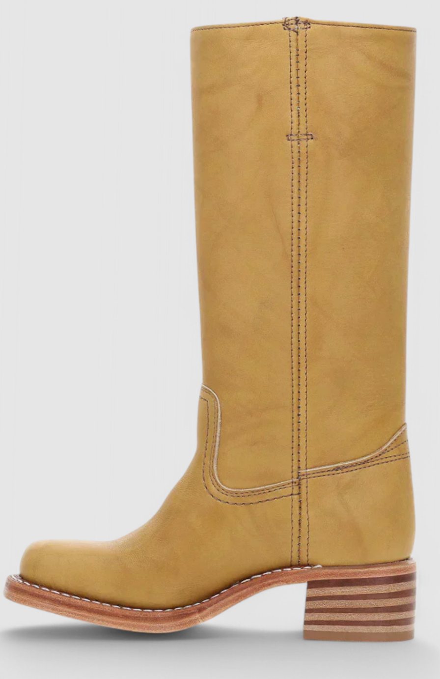 Women's Genuine Leather Knee-High Boots with Stacked Heel