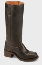 Women's Genuine Leather Knee-High Boots with Stacked Heel