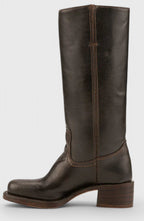 Women's Genuine Leather Knee-High Boots with Stacked Heel