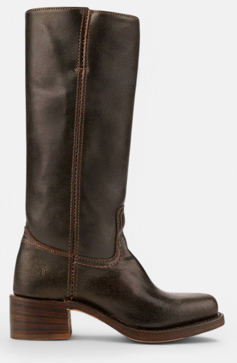 Women's Genuine Leather Knee-High Boots with Stacked Heel