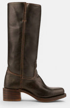 Women's Genuine Leather Knee-High Boots with Stacked Heel