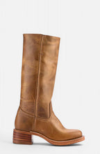 Women's Genuine Leather Knee-High Boots with Stacked Heel