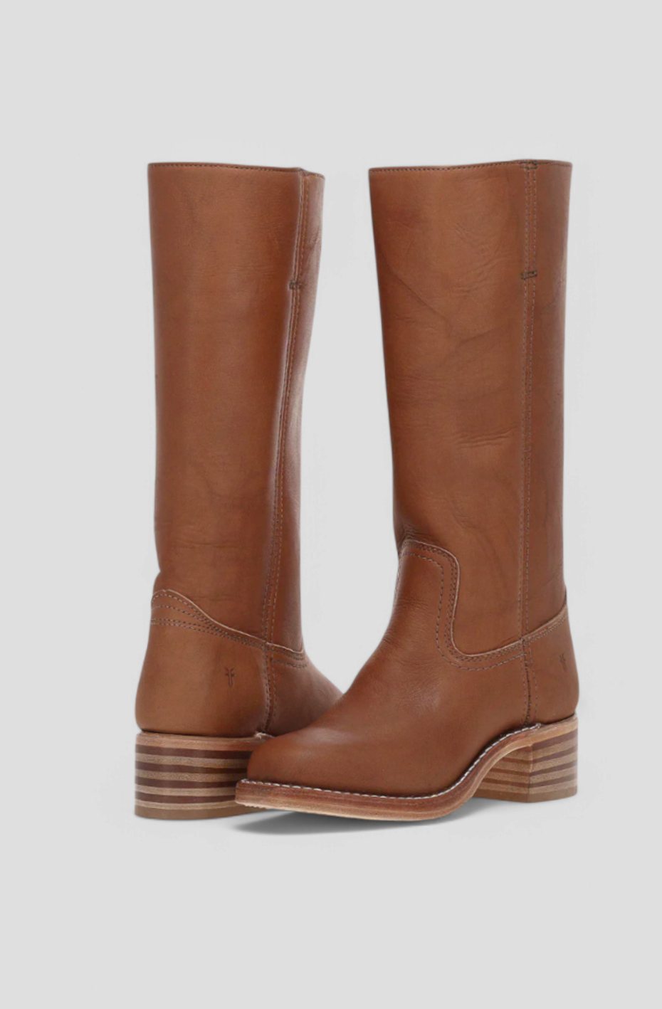 Women's Genuine Leather Knee-High Boots with Stacked Heel – Brown