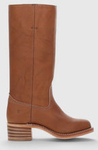 Women's Genuine Leather Knee-High Boots with Stacked Heel