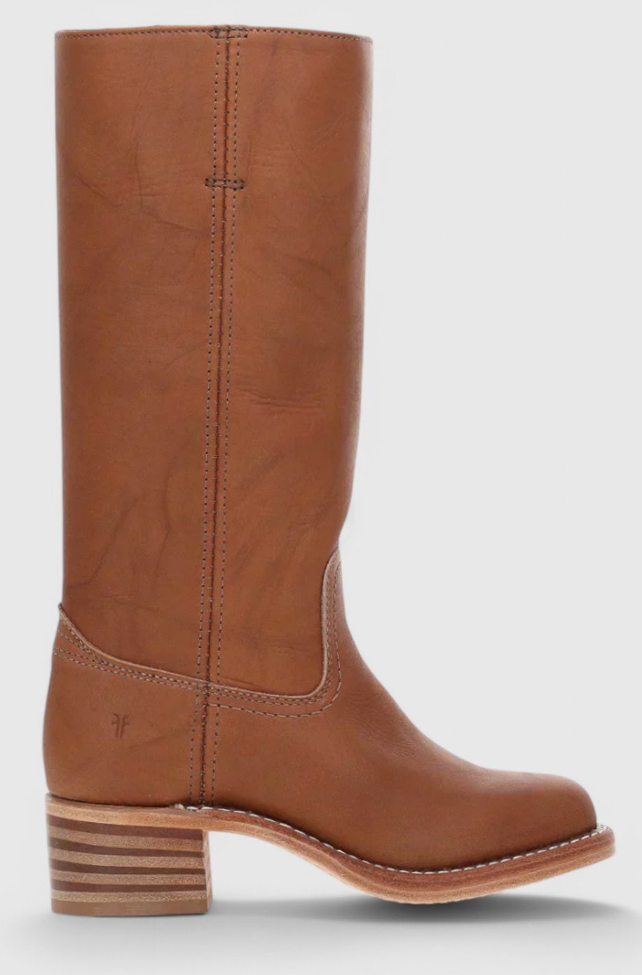 Women's Genuine Leather Knee-High Boots with Stacked Heel