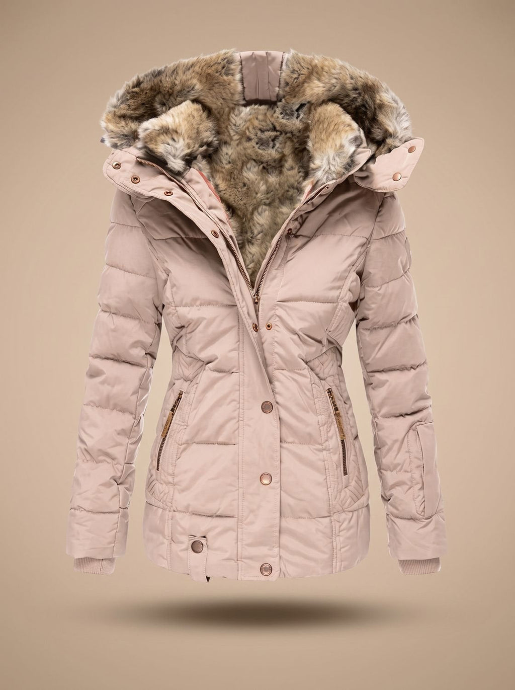 Women's Faux Fur Trim Hooded Longline Puffer Coat