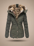 Women's Faux Fur Trim Hooded Longline Puffer Coat