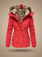 Women's Faux Fur Trim Hooded Longline Puffer Coat