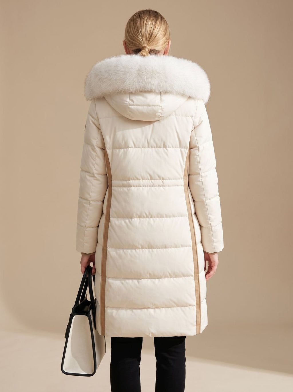 Women's Mid-Calf Wind and Water Resistant Parka with Plush Trim Hood