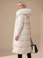 Women's Mid-Calf Wind and Water Resistant Parka with Plush Trim Hood