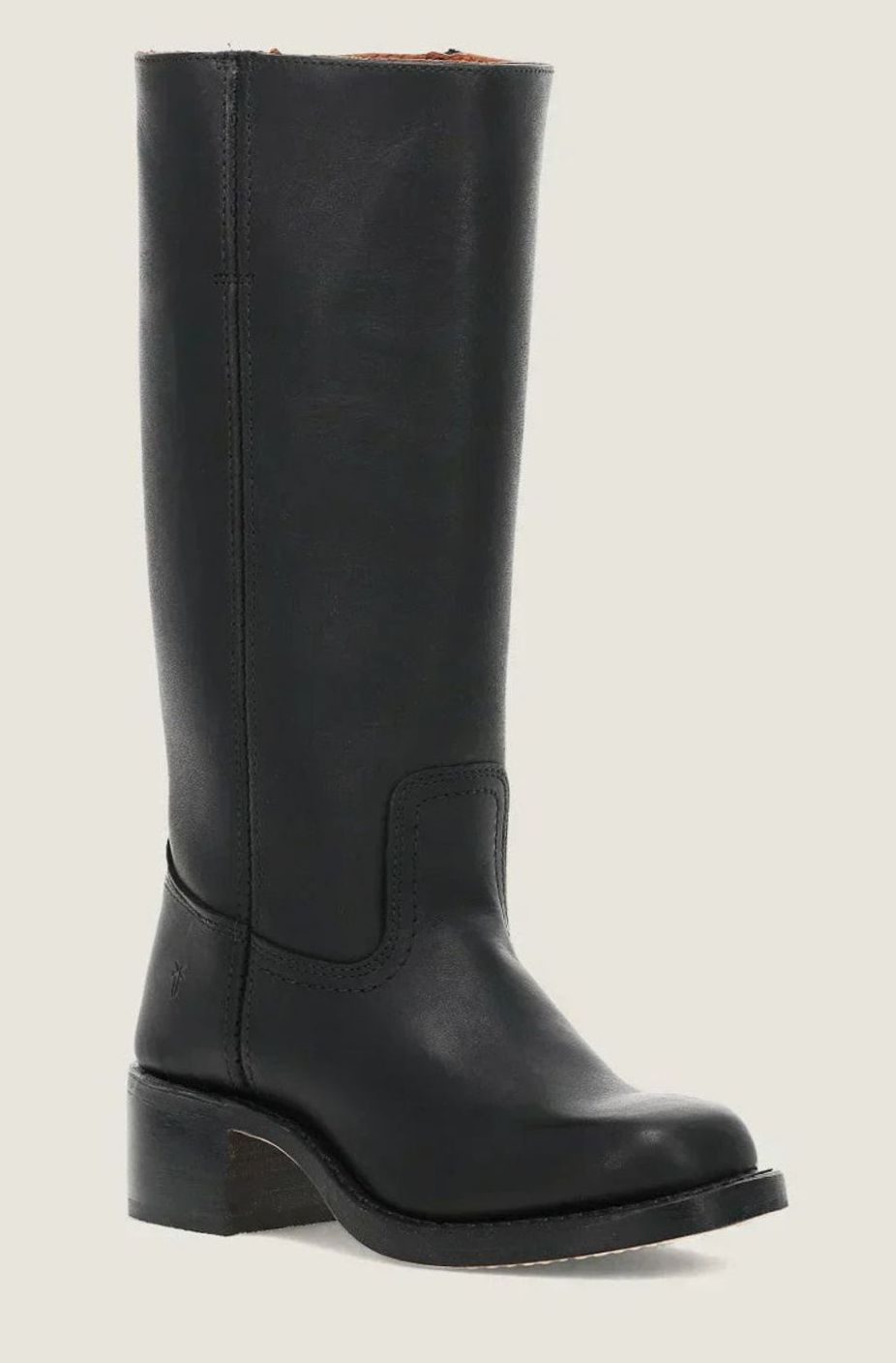 Women's Pull-On Leather Western Boots with Stacked Block Heel