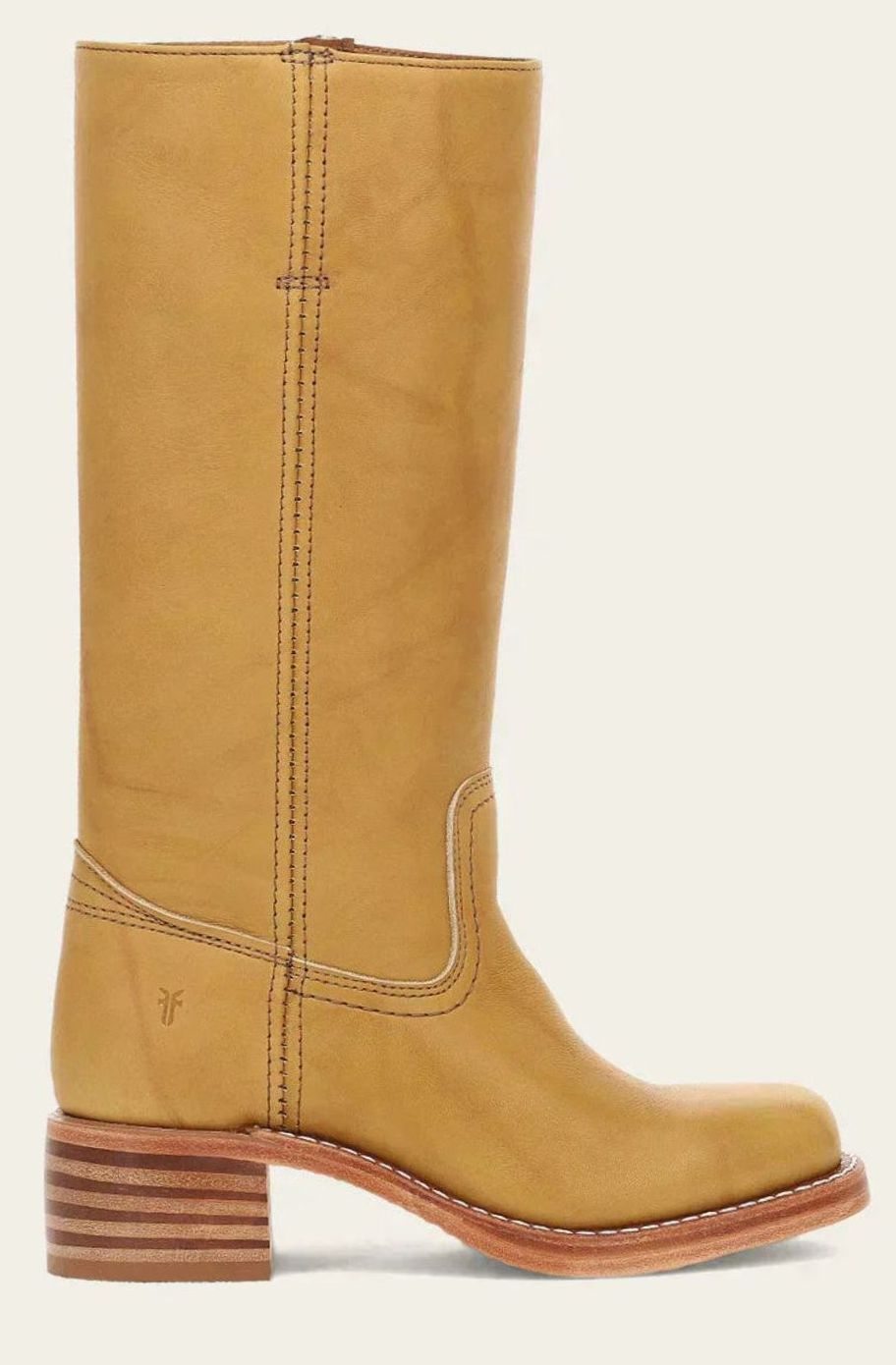 Women's Pull-On Leather Western Boots with Stacked Block Heel