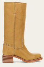 Women's Pull-On Leather Western Boots with Stacked Block Heel