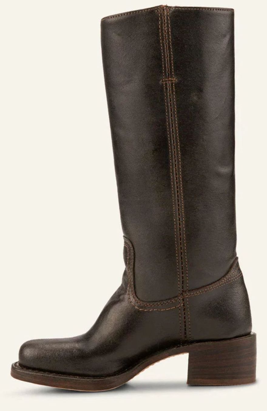 Women's Pull-On Leather Western Boots with Stacked Block Heel
