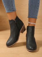 Women's Stacked Heel Orthopedic Ankle Boots with Cutout Detail