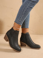 Women's Stacked Heel Orthopedic Ankle Boots with Cutout Detail