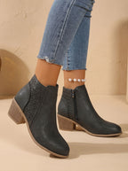 Women's Stacked Heel Orthopedic Ankle Boots with Cutout Detail