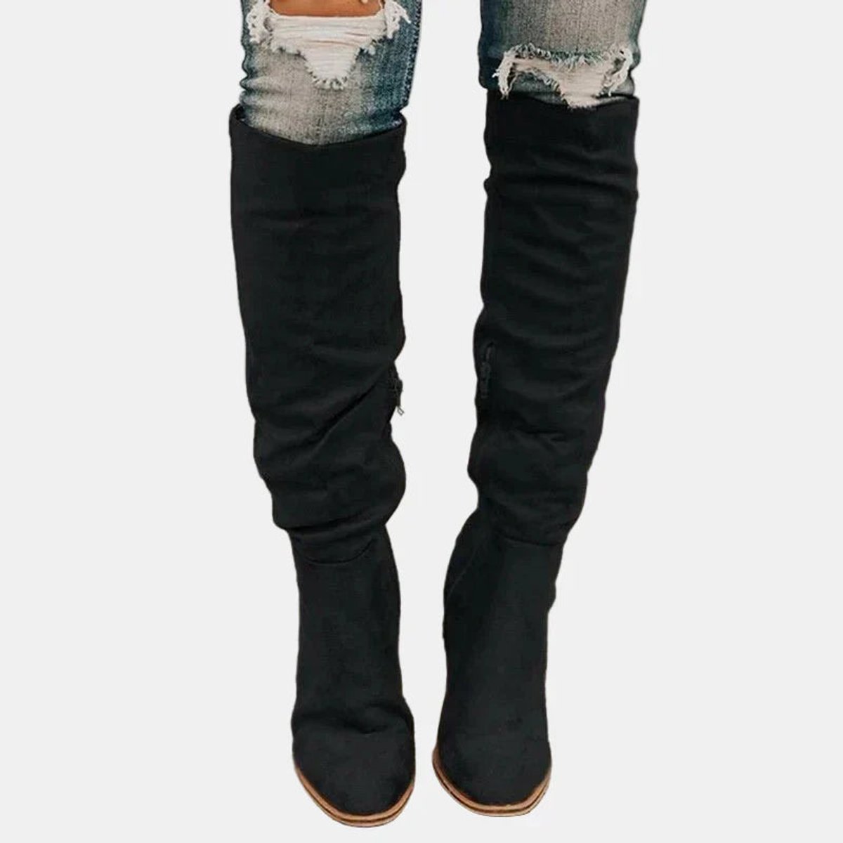 Women's Stretch Over-The-Knee Boots with Cushioned Insole – Black