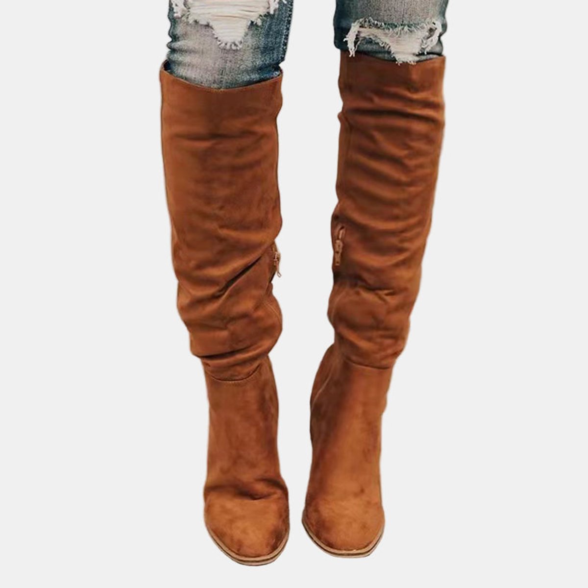 Women's Stretch Over-The-Knee Boots with Cushioned Insole – Brown