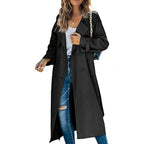 Women's Tie-Waist Double-Breasted Trench Coat Below the Knee