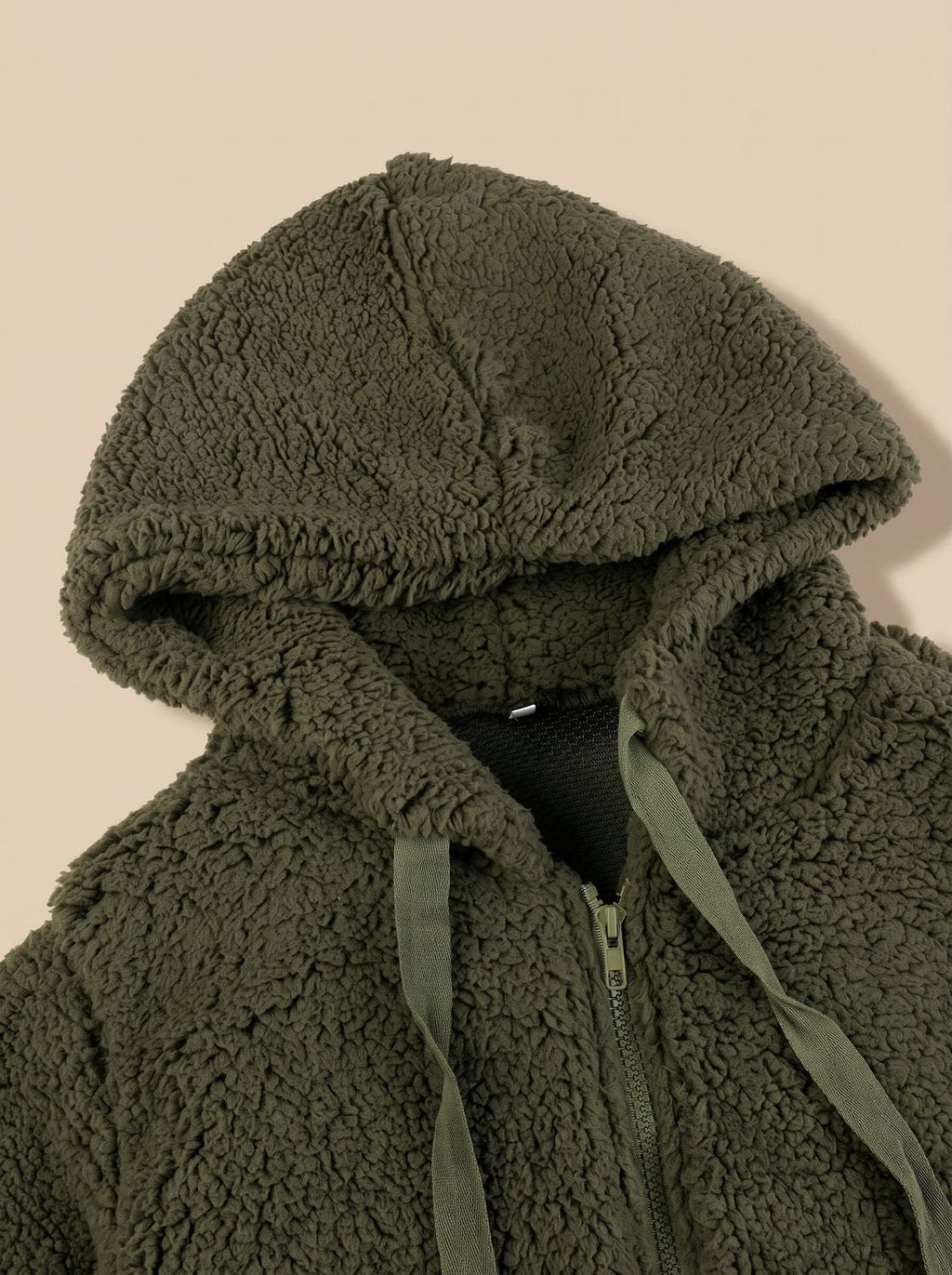 Women's Plush Textured Fleece Hooded Zip Coat