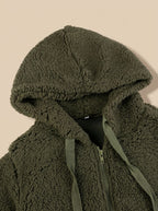 Women's Plush Textured Fleece Hooded Zip Coat