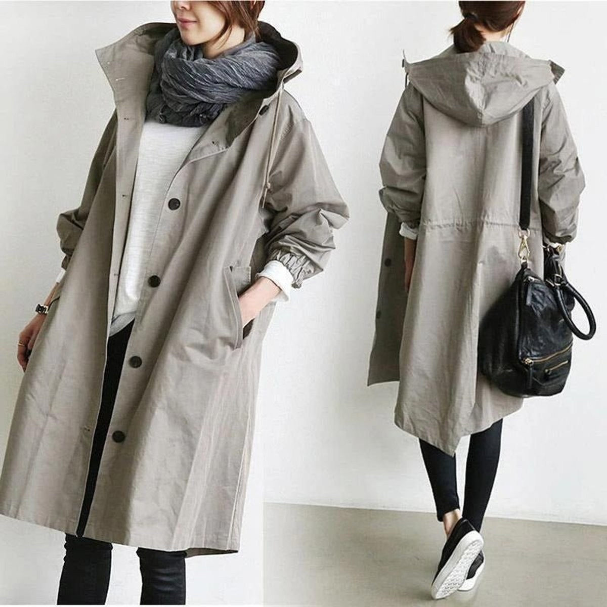 Women's Relaxed Knee-Length Water-Resistant Trench Coat