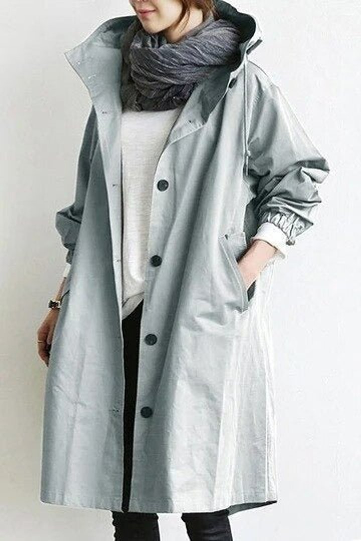 Women's Relaxed Knee-Length Water-Resistant Trench Coat – Sky Blue
