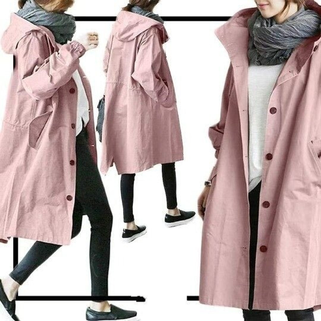 Women's Relaxed Knee-Length Water-Resistant Trench Coat – Pink