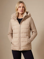 Women's Cropped Voluminous Puffer with Faux Fur Collar