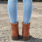Women's Faux Leather Quilted Ankle Boots with Knit Collar