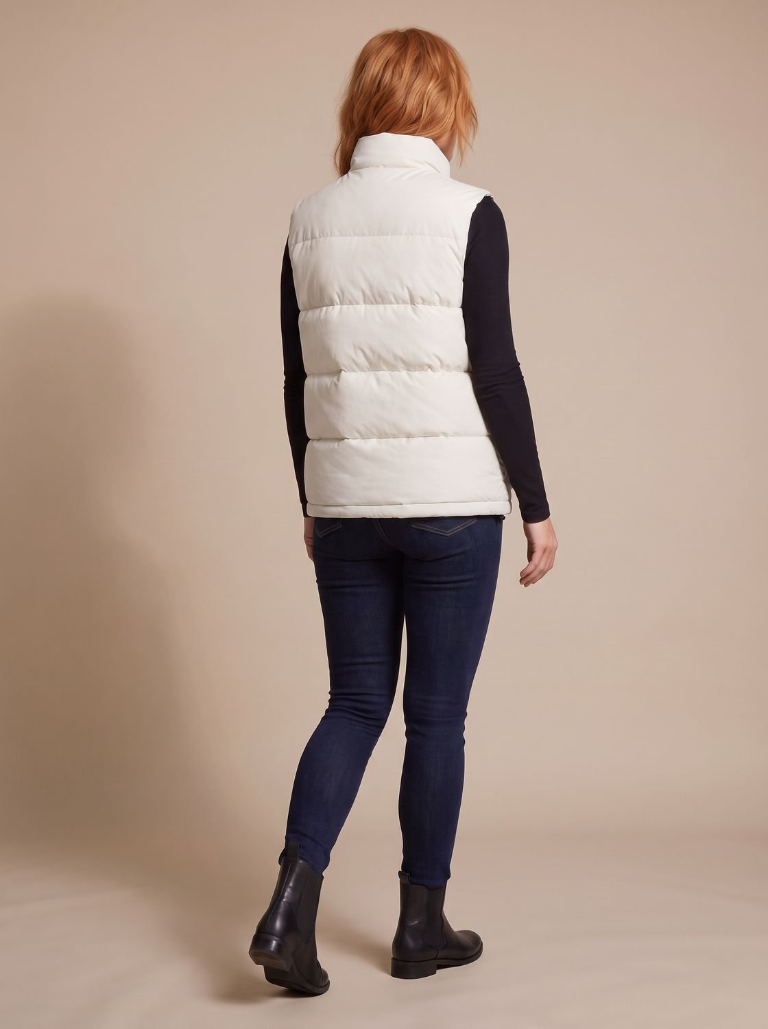 Women's Stand Collar Quilted Puffer Gilet with Flap Pockets
