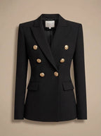 Women's Structured Double-Breasted Blazer with Embossed Buttons